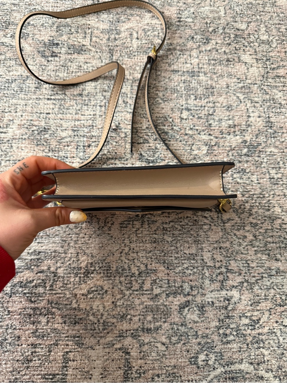Prada Taupe Leather Envelope Crossbody with Gold Hardware - Picture 7 of 12